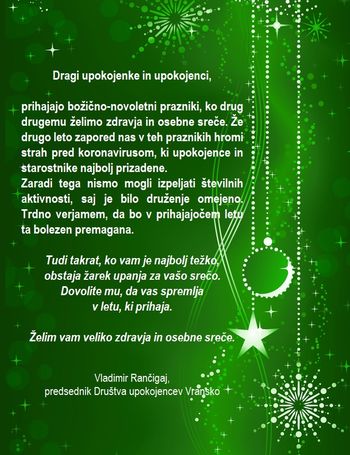 NOVOLETNO VOŠČILO DRUŠTVA UPOKOJENCEV VRANSKO
