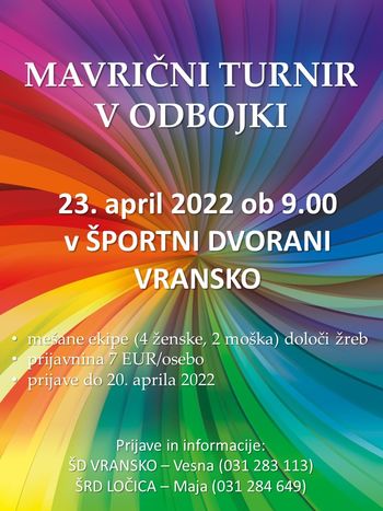 MAVRIČNI TURNIR V ODBOJKI
