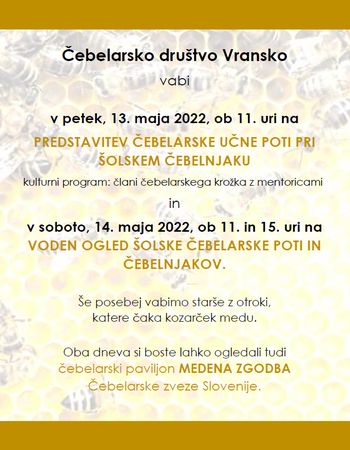 VABILO ČEBELARSKEGA DRUŠTVA VRANSKO
