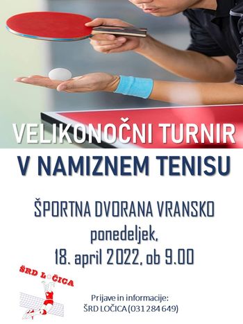 VELIKONOČNI TURNIR V NAMIZNEM TENISU