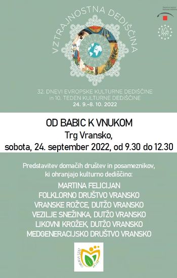 OD BABIC K VNUKOM, dnevi evropske kulturne dediščine