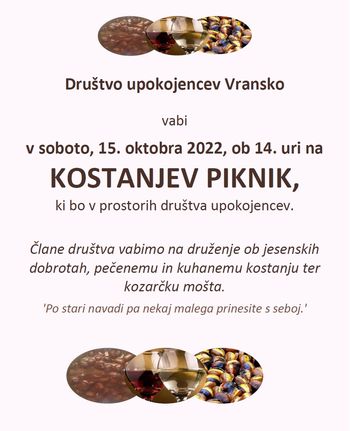 KOSTANJEV PIKNIK DRUŠTVA UPOKOJENCEV VRANSKO