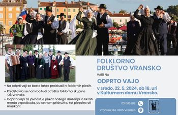 ODPRTA VAJA FOLKLORNEGA DRUŠTVA VRANSKO