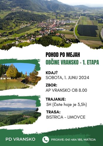 POHOD PO MEJAH OBČINE VRANSKO, 1. etapa