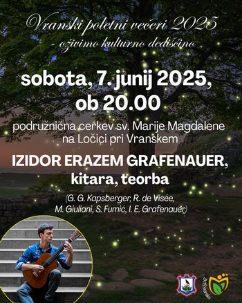 Vranski poletni večeri 2025, oživimo kulturno dediščino - IZIDOR ERAZEM GRAFENAUER, kitara, teorba