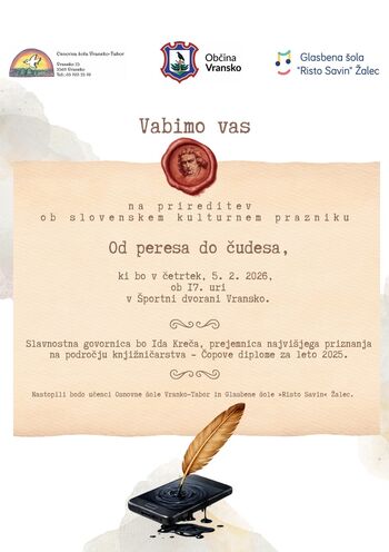 Od peresa do čudesa - prireditev ob slovenskem kulturnem prazniku