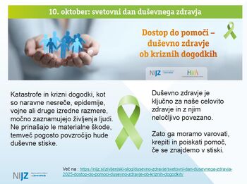 Svetovni dan duševnega zdravja 2025: "Dostop do pomoči ob kriznih dogodkih".