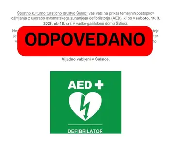 Odpovedana predstavitev AED naprave v Šulincih