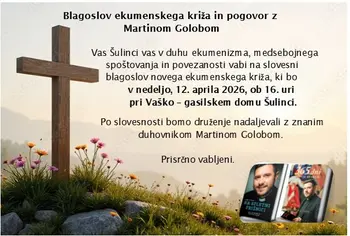 Blagoslov ekumenskega križa in pogovor z g. Martinom Golobom