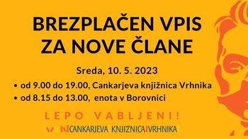 Brezplačen vpis za nove člane Brezplačen vpis za nove člane