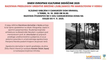 Dnevi evropske kulturne dediščine 2025 - Razstava predlogov ureditve brežine Ljubljanice pri Maroltovini v Verdu
