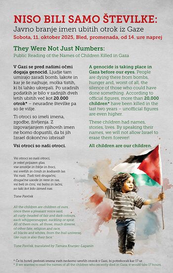 Branje imen ubitih Palestinskih otrok Branje imen ubitih Palestinskih otrok