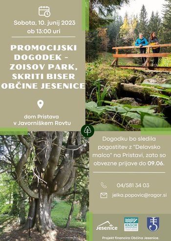 Promocijski dogodek: Zoisov park, skriti biser občine Jesenice