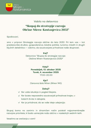 Skupaj do strategije razvoja Občine Miren-Kostanjevica 2032