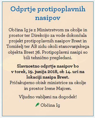 Odprtje protipoplavnih nasipov 