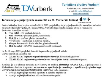 Na 31. Vurberškem festivalu bo nastopilo 12 ansamblov
