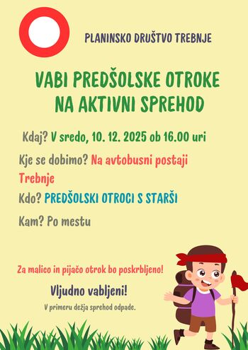 Aktivni sprehod za predšolske otroke