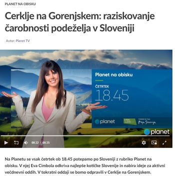 Ste zamudili oddajo PLANET NA OBISKU V CERKLJAH NA GORENJSKEM?