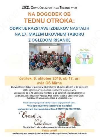 Odprtje razstave izdelkov nastalih na 17. Malem likovnem taboru in ogled risanke