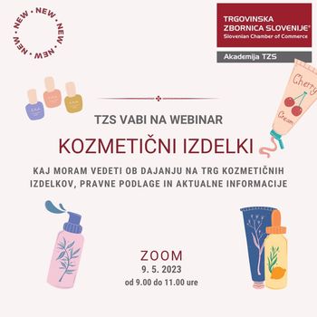 Seminar "KOZMETIČNI IZDELKI – kaj moram vedeti ob dajanju na trg kozmetičnih izdelkov, pravne podlage in aktualne informacije