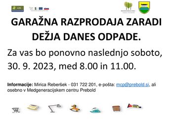 Garažna razprodaja zaradi dežja ODPADE Garažna razprodaja zaradi dežja ODPADE