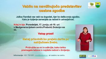  Vabilo na navdihujočo predstavitev osebne zgodbe