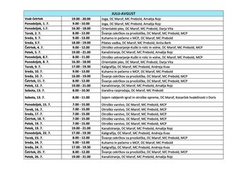 Mesečni program za meseca JULIJ IN AVGUST, Medgeneracijskega centra Prebold.