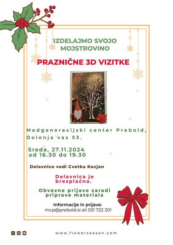 Ustvarite unikatne 3D praznične vizitke – naj zasije vaša praznična mojstrovina Ustvarite unikatne 3D praznične vizitke – naj zasije vaša praznična mojstrovina