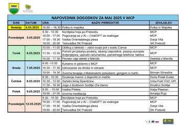 Mesečni program Medgeneracijskega centra Prebold, za mesec MAJ 2025 Mesečni program Medgeneracijskega centra Prebold, za mesec MAJ 2025