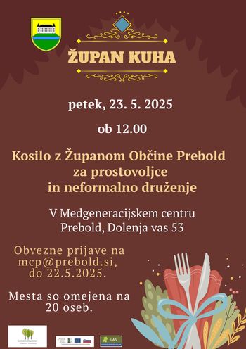Župan kuha - kosilo z Županom Občine Prebold za prostovoljce
