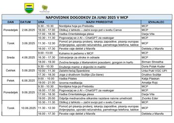 Mesečni program Medgeneracijskega centra Prebold, za mesec JUNIJ 2025