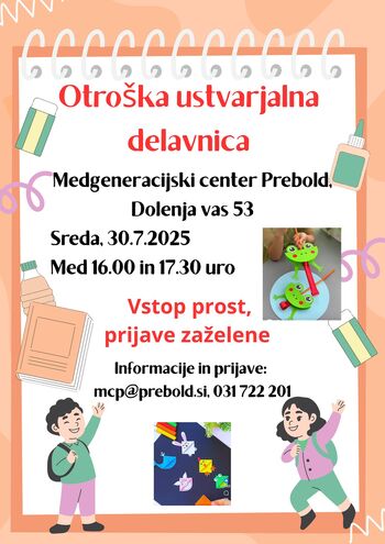 Ustvarjalna sreda za male in velike v Medgeneracijskem centru Prebold