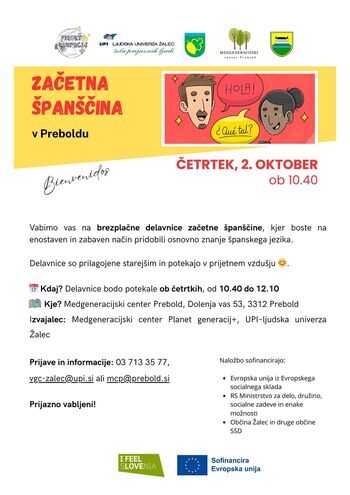 Začetni tečaj španščine v Preboldu