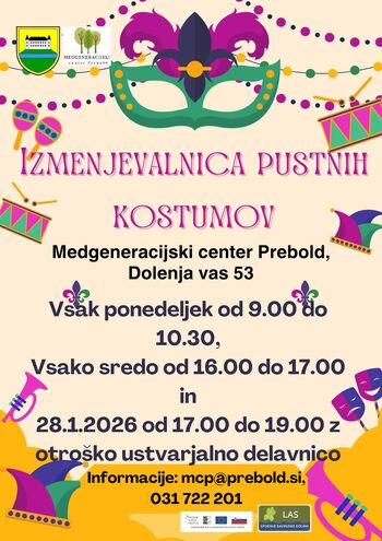 Izmenjava pustnih kostumov z ustvarjalno delavnico otroških pustnih mask
