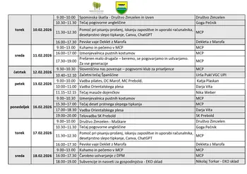 Mesečni program Medgeneracijskega centra Prebold, za mesec februar 2026