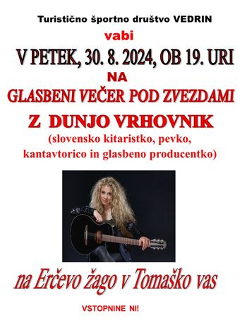 Glasbeni večer pod zvezdami z Dunjo Vrhovnik