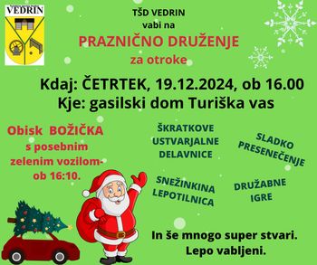 Praznično druženje za otroke z obiskom Božička