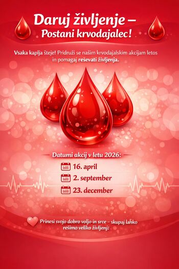 Najava krvodajalskih akcij v letu 2026