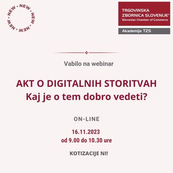 Webinar za trgovska podjetja: AKT O DIGITALNIH STORITVAH - Kaj je o tem dobro vedeti?