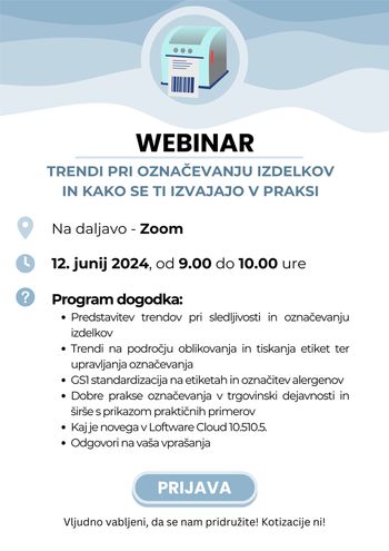 Webinar "Trendi pri označevanju izdelkov in kako se ti izvajajo v praksi"