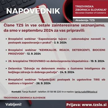 NAPOVEDNIK AKADEMIJA TZS: Seminarji in delavnice september 2024