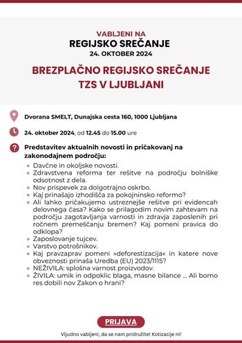 Brezplačno regijsko srečanje TZS v Ljubljani