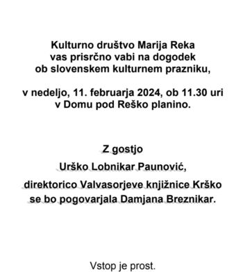 Dogodek ob slovenskem kulturnem prazniku