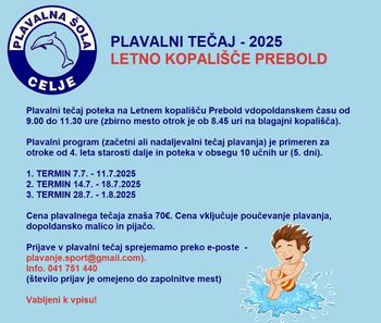Plavalni tečaj na Bazenu Prebold