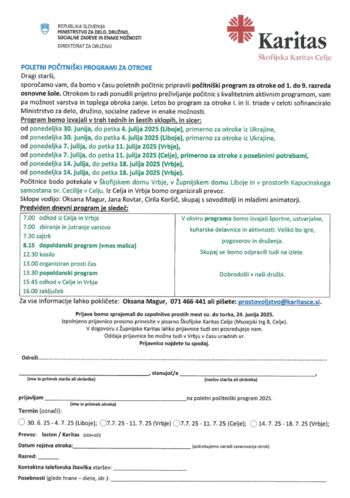 Poletni počitniški programi za otroke - Karitas
