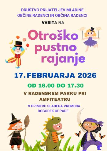 VABILO NA OTROŠKO PUSTNO RAJANJE 2026
