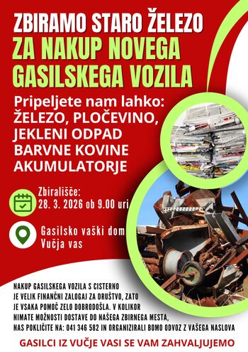 Akcija zbiranja odpadnega železa za nakup novega gasilskega vozila