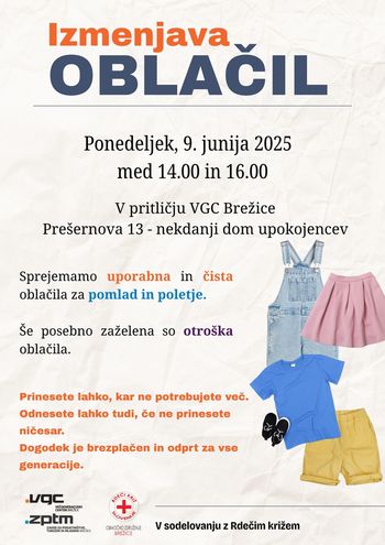 Izmenjava oblačil v VGC Brežice