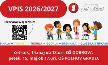 Sprejemni preizkusi v glasbeno šolo Emil Adamič 2026/27 - OŠ DOBROVA