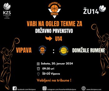 Košarkarska tekma - ŽU14